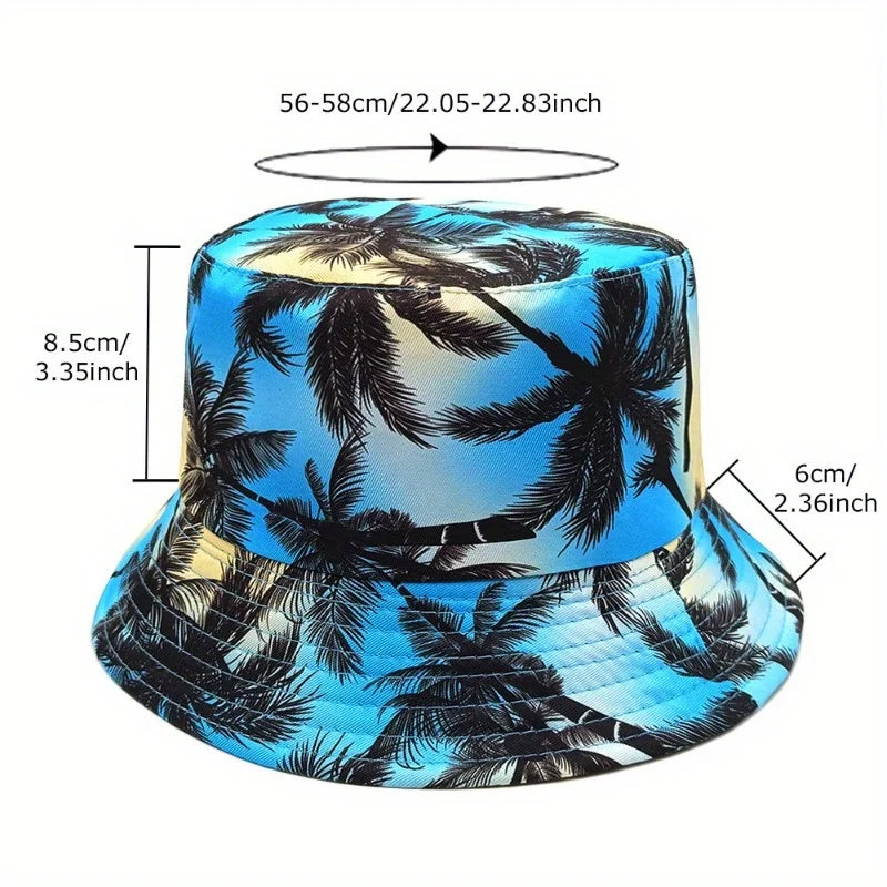 Fisherman Bucket Hat with Tropical Palm Tree Print