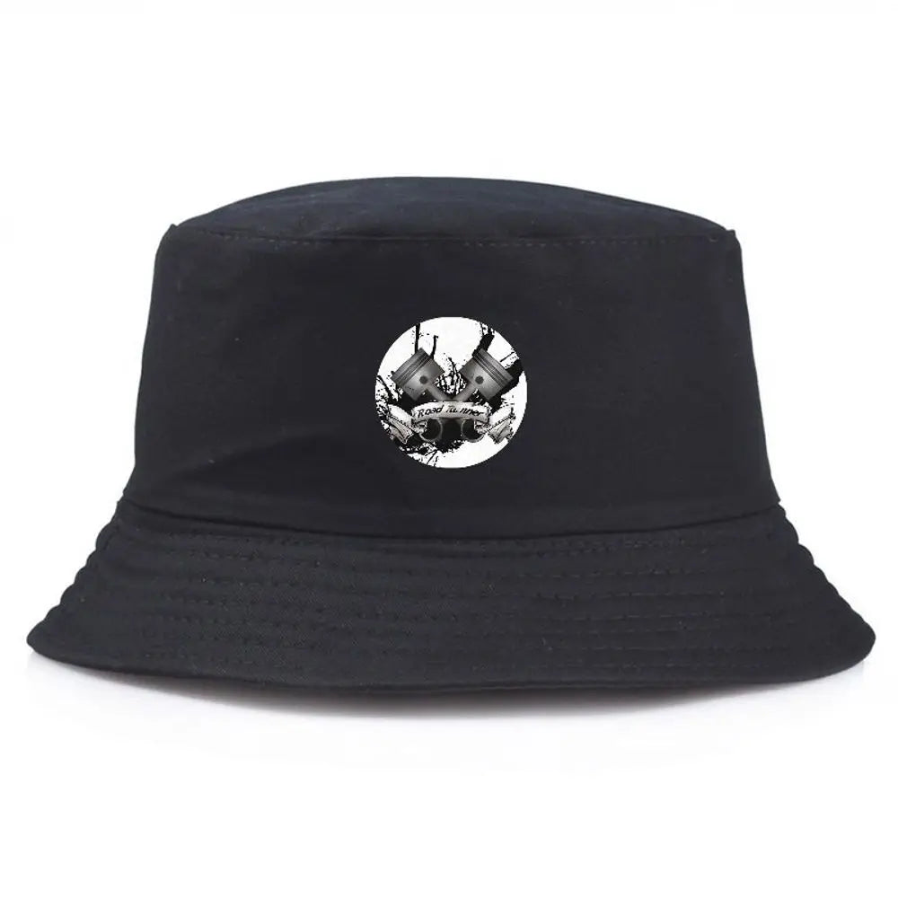 Black Bucket Hat with Cool Print, Summer Fisherman Fishing Hat