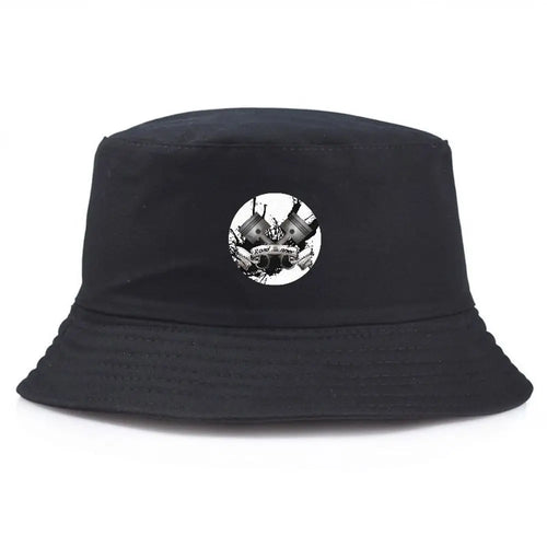 Black Bucket Hat with Cool Print, Summer Fisherman Fishing Hat