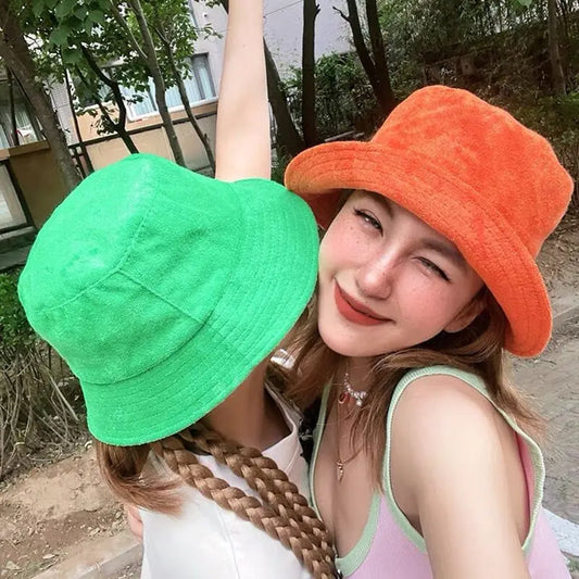 Simple Terry Cloth Towel Bucket Hat