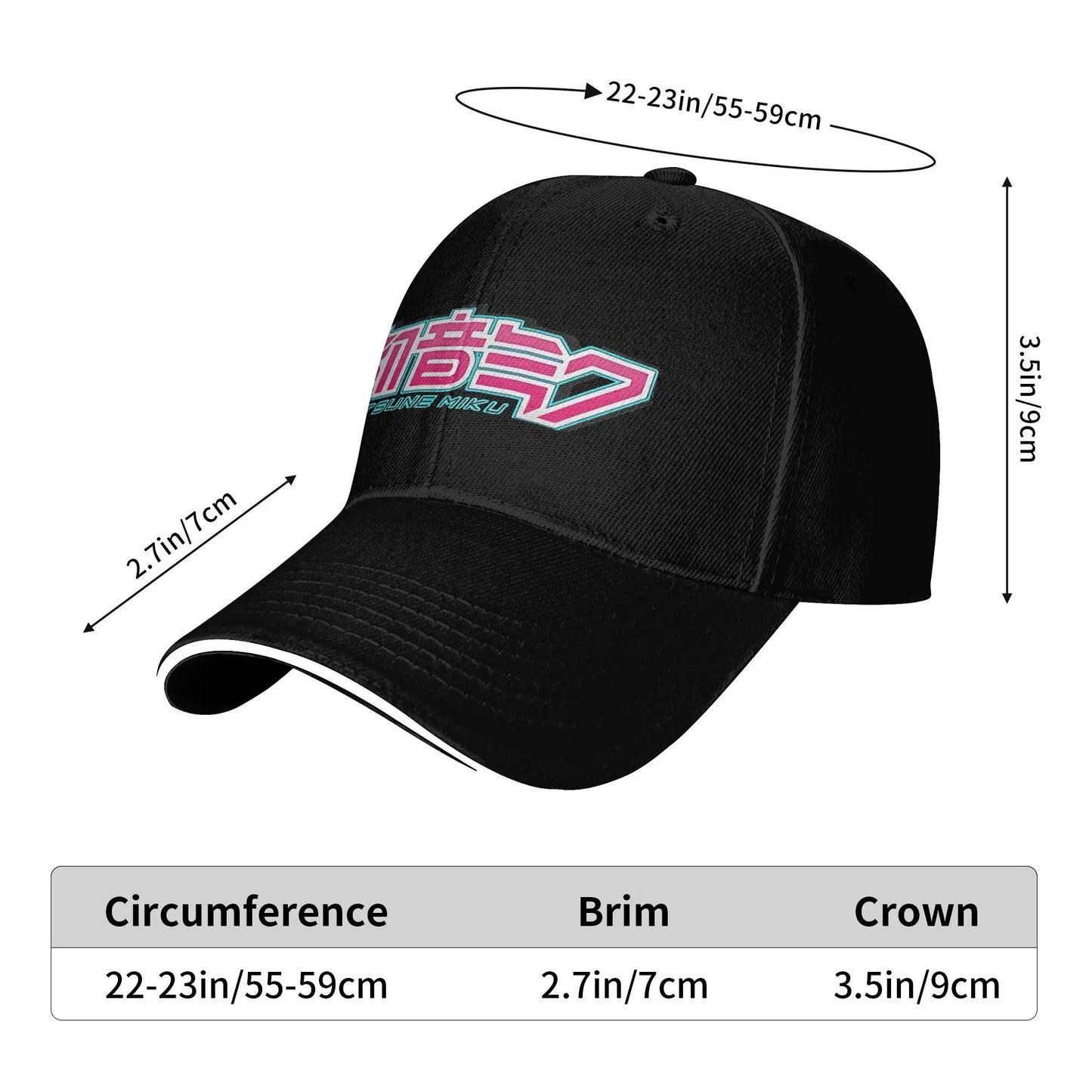 Hatsune Miku Logo Outfit Baseball Caps