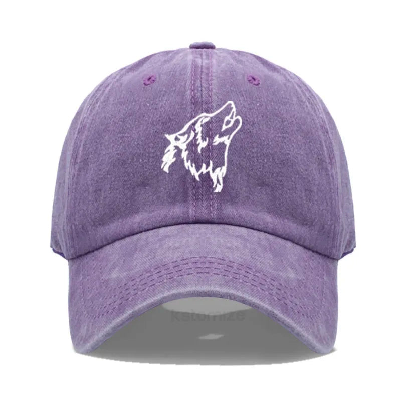 Wolf Embroidered Baseball Cap For Women Men