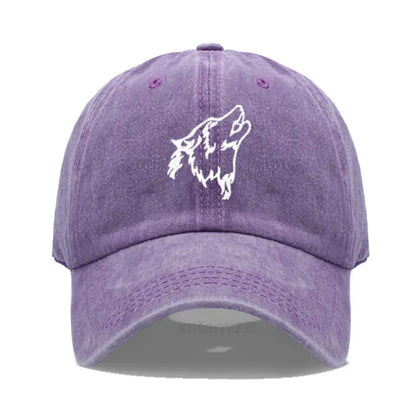 Wolf Embroidered Baseball Cap For Women Men