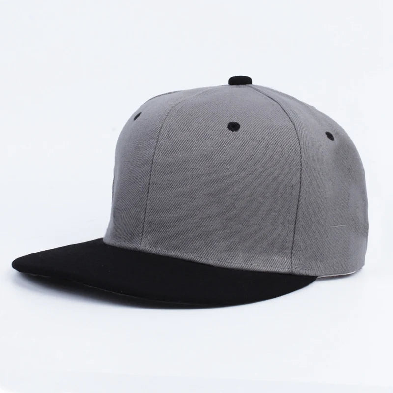 Solid Color Flat Brim Adjustable Hip Hop Men Snapback Cap