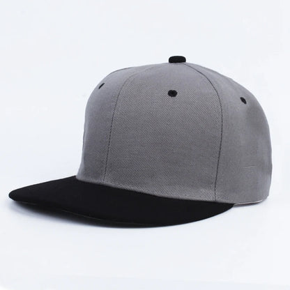 Solid Color Flat Brim Adjustable Hip Hop Men Snapback Cap