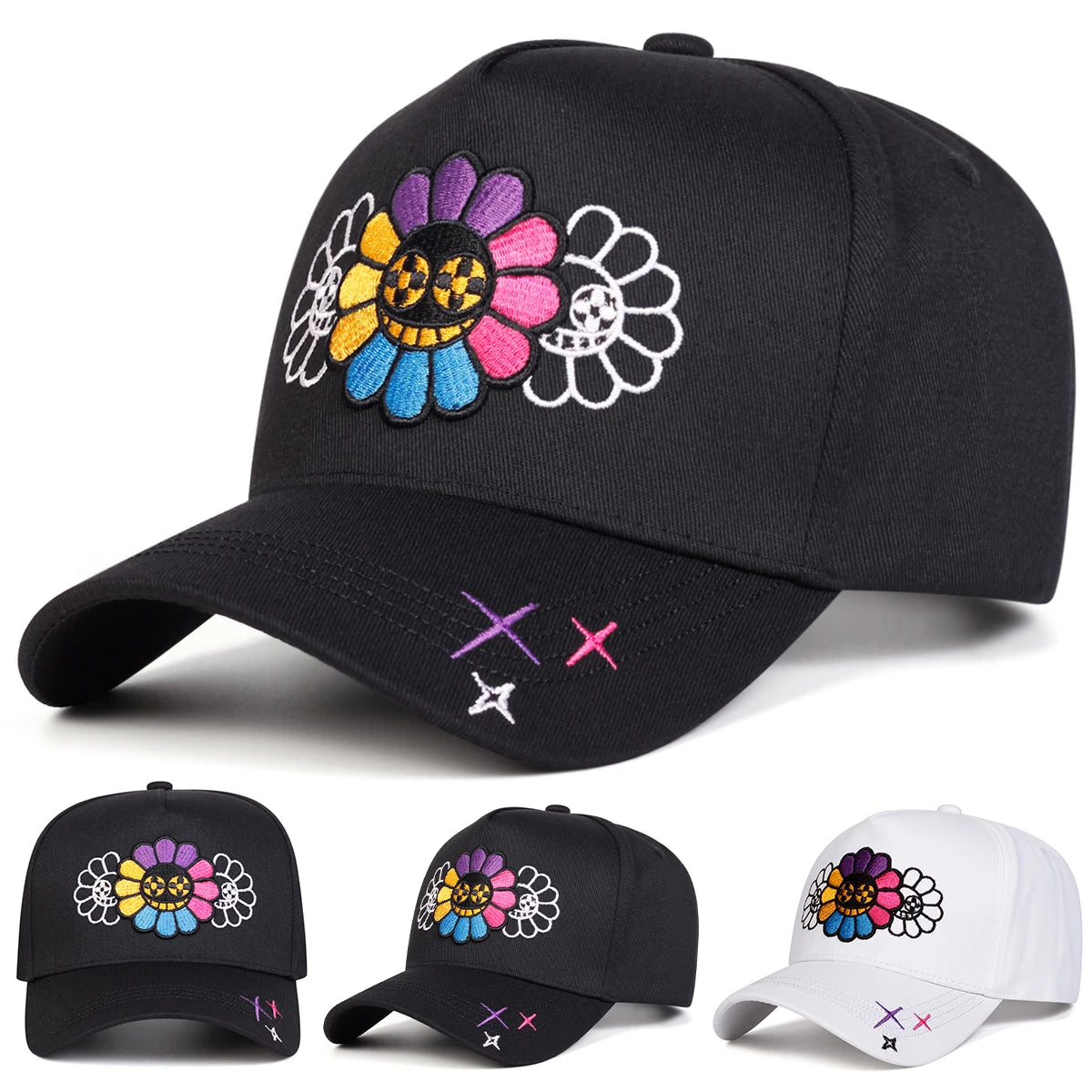 Unisex Colorful Sunflower Embroidery Baseball Caps Spring And Autumn