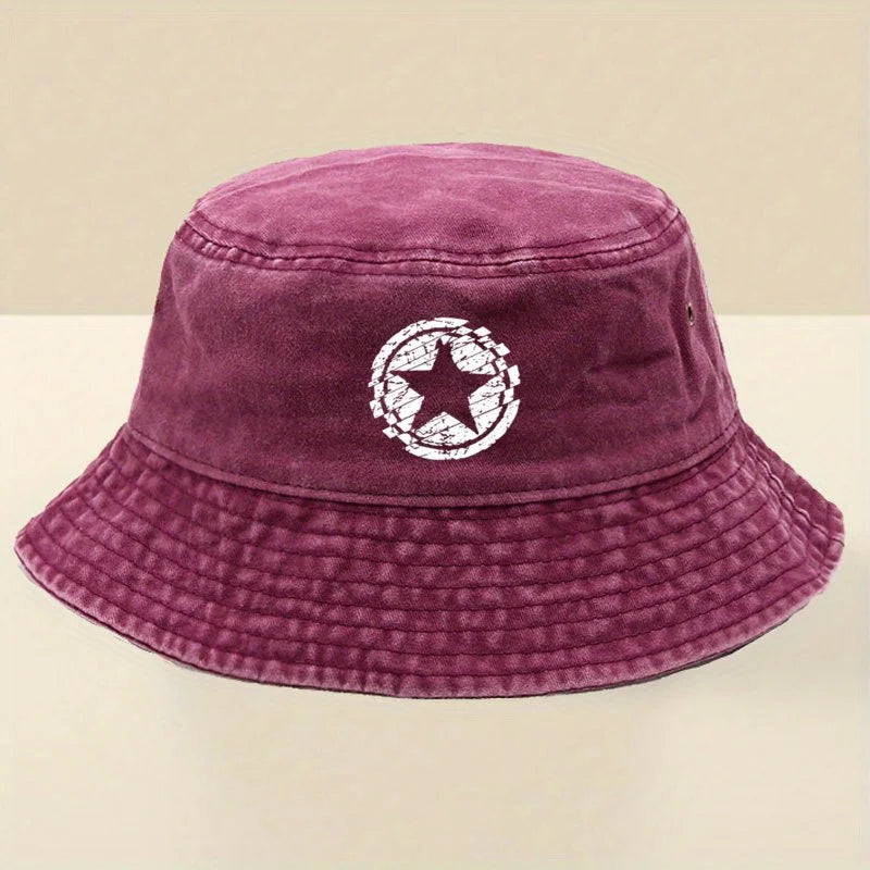 Adjustable Wide-Brim Washed Bucket Hat
