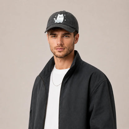 Cute Ghost Cat Graphic Baseball Cap