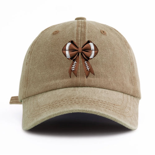 Bow Print Washed Baseball Cap For Adults