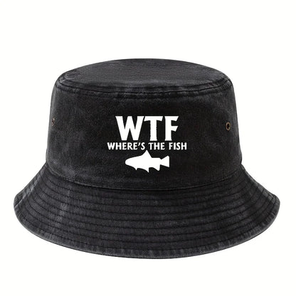 WHERE'S THE FISH Print Bucket Hat.