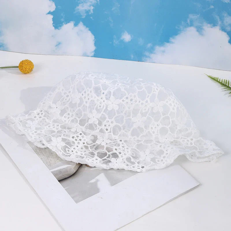 Thin Mesh Lace Flower Fisherman Hat