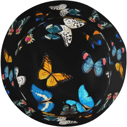 Black Fisherman Cap Hip Hop Summer Unisex Butterfly Printing Bucket Hat