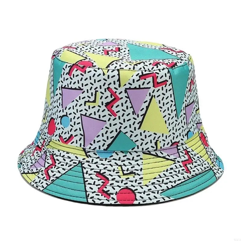 M6CD Fisherman Hat 80s 90s Bucket Hat Cloche Geometric Bucket Hat