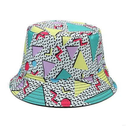 M6CD Fisherman Hat 80s 90s Bucket Hat Cloche Geometric Bucket Hat