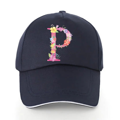 Men Baseball Cap Pure Cotton Adjustable Back Buckle Hat Pink Letter Print