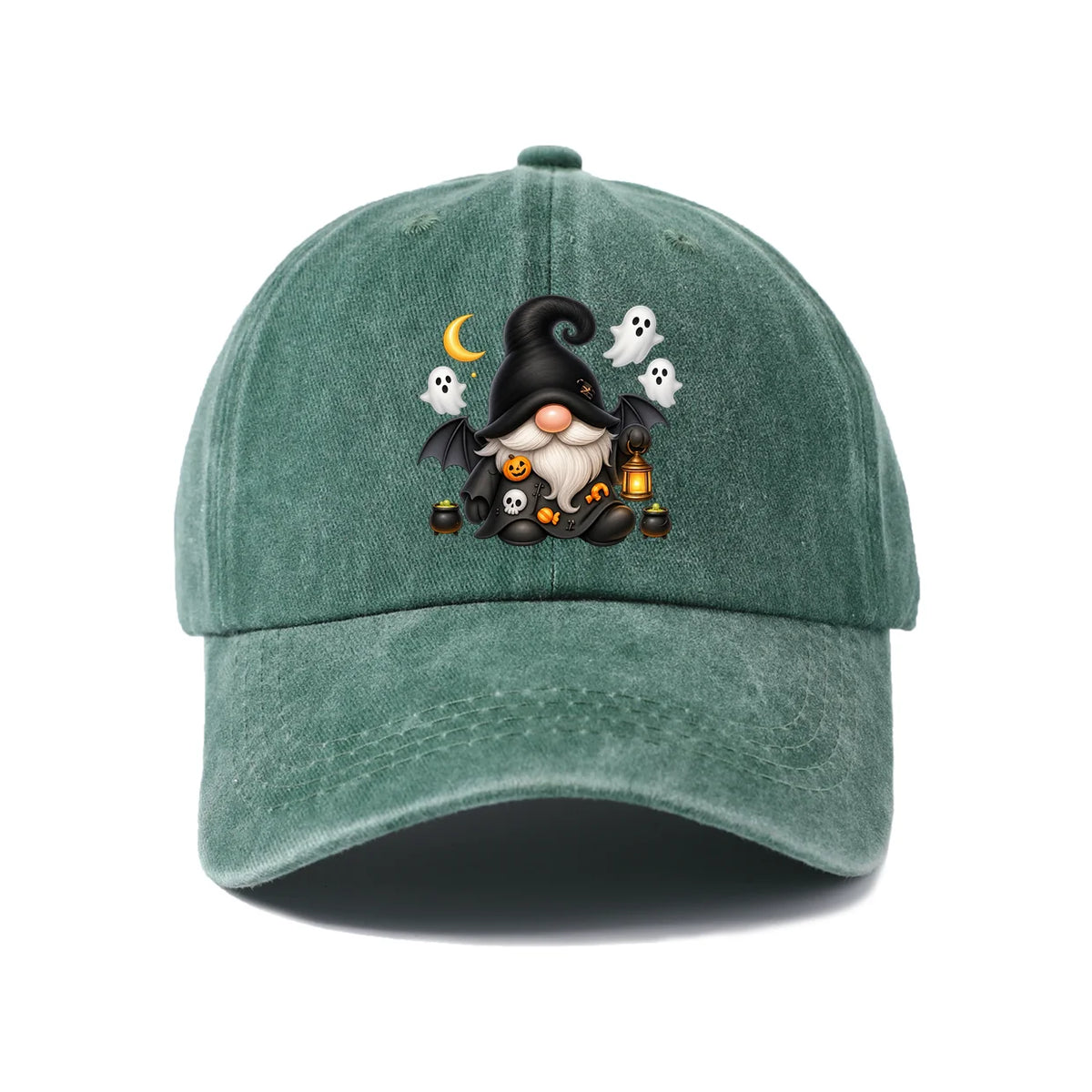 Vintage Washed Witch Gnome Ghost Graphic Baseball Cap