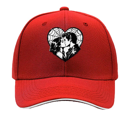 Monochrome Heart Kiss Spiderweb Port Hip Hop Hat Baseball Cap