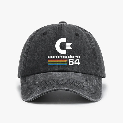 Solid Color Denim Retro Commodore 64 Baseball Cap C64 Amiga Computer Geek Nerd Hats