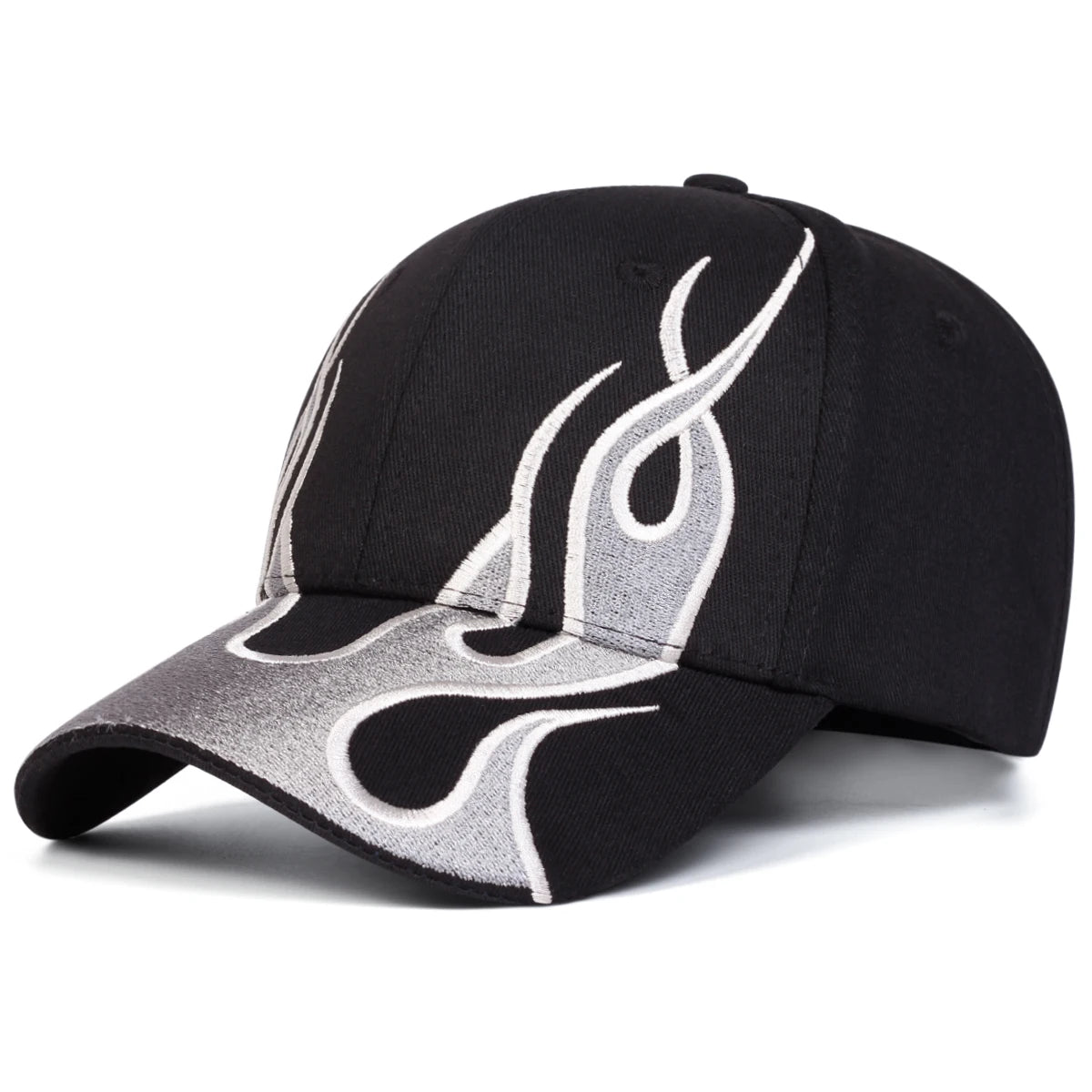 Unisex Flame Embroidery Baseball Caps Adjustable Casual Hats Spring And Autumn