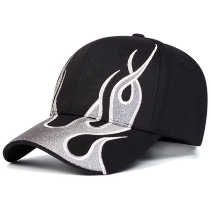 Unisex Flame Embroidery Baseball Caps Adjustable Casual Hats Spring And Autumn