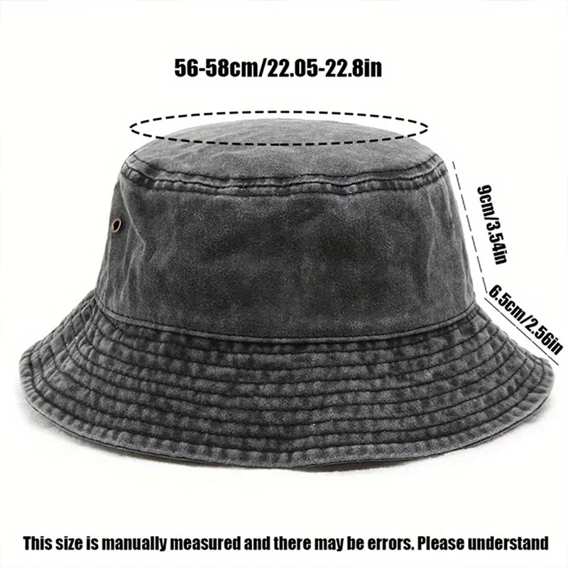 Washed Cotton Bucket Hat Beach Caps Panda Embroidery