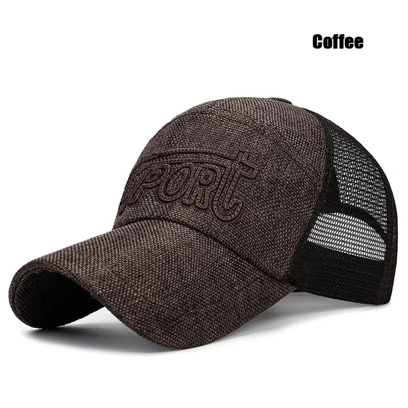 New Fashion Outdoor Sport Baseball Cap Linen Mesh Fabric Embroidery