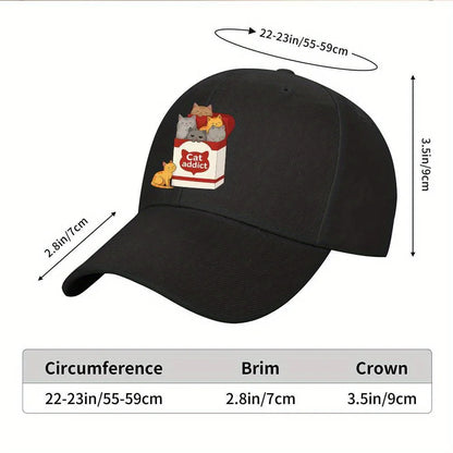 Cat Addict Box Graphic Baseball Cap