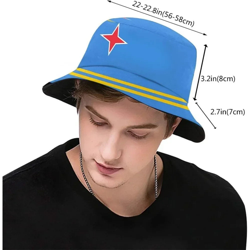 Aruba Flag Fisherman Cap Hip Hop Gorras Summer Unisex Printing Bucket Hat