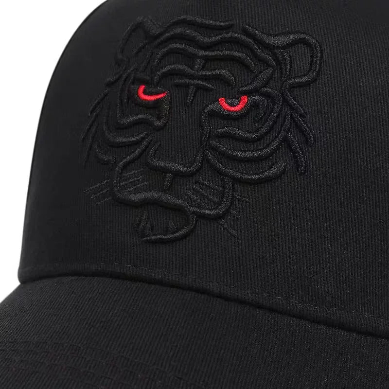 New Cotton Black Tiger Embroidery Baseball Cap