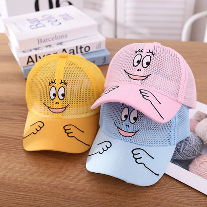 Cool New Boys Girls Kids Children Summer Cute Cap Smiley Face Kawaii Mesh Baseball Cap