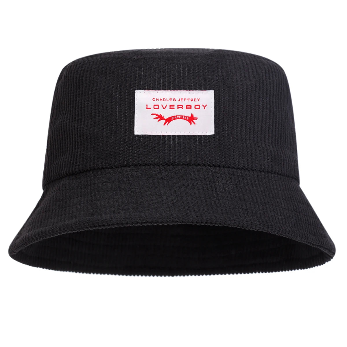 Unisex LOVERBOY Sewing Label Personality Corduroy Bucket Hats Fishermen Caps