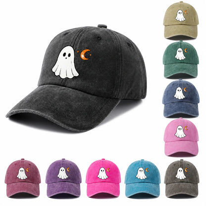 Ghost And Crescent Moon Graphic Baseball Cap