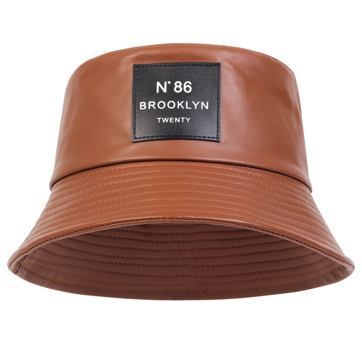 Unisex N86 Label Personality Pu Leather Bucket Hats Fishermen Caps