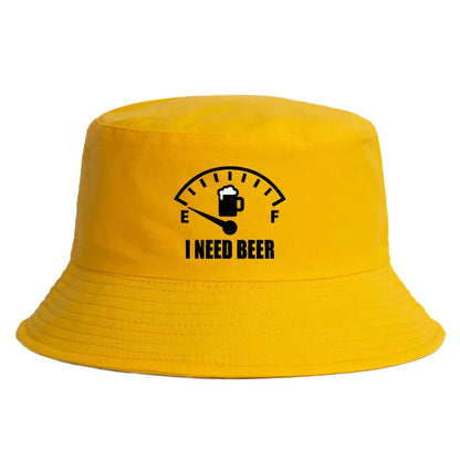 I Need Beer Printed Bucket Hat Women Men Casual Reversible Fisherman Cap