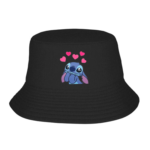 Trendy Stitch Falling in Love Bucket Hat Woman Packable Outdoor Lilo and Stitch