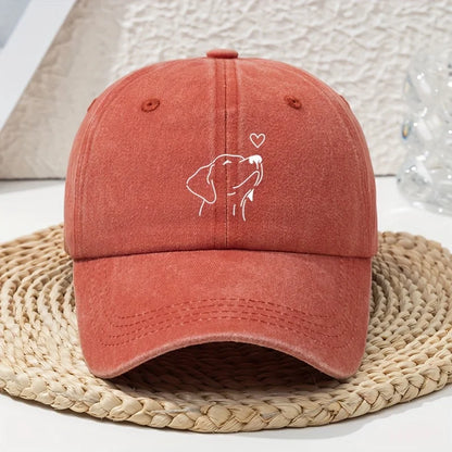 White Line Dog Print Women's Baseball Cap