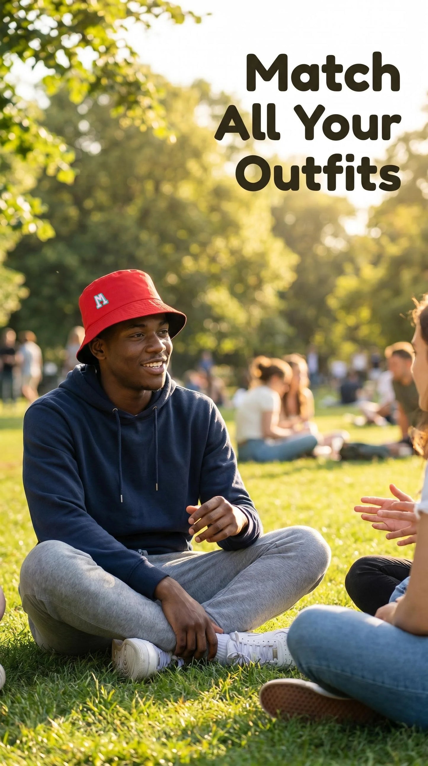Two-Tone Outline Letter M Embroidery Reversible Bucket Hat