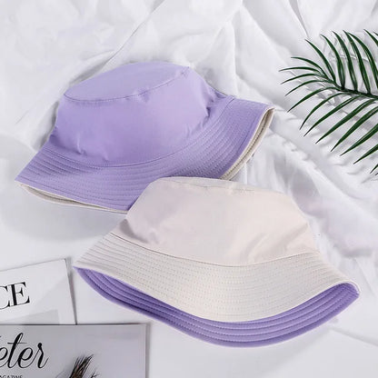 Double-sided Wearing Cap Solid Color Bucket Hat Men Women