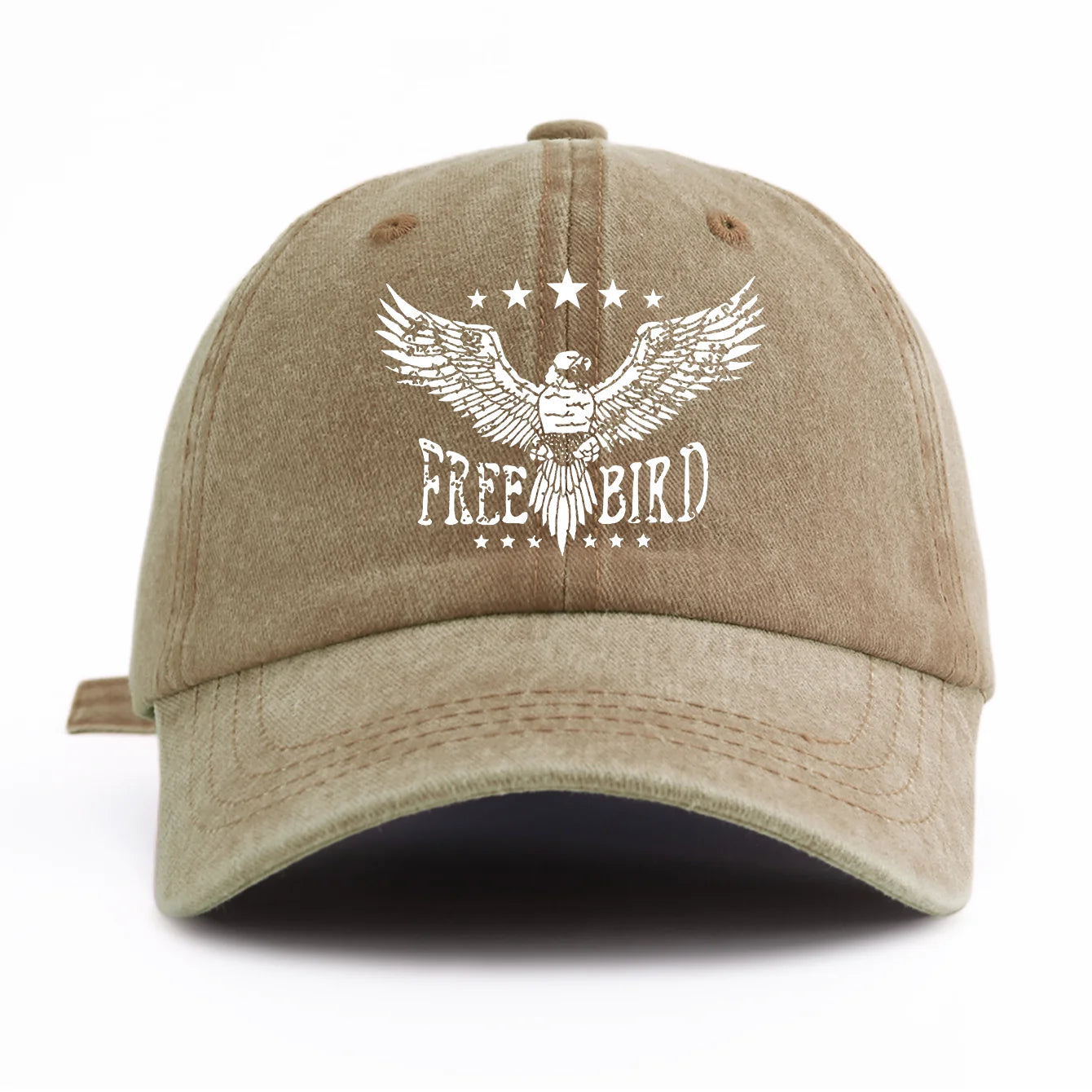 FREE BIRD Print Washed Baseball Cap