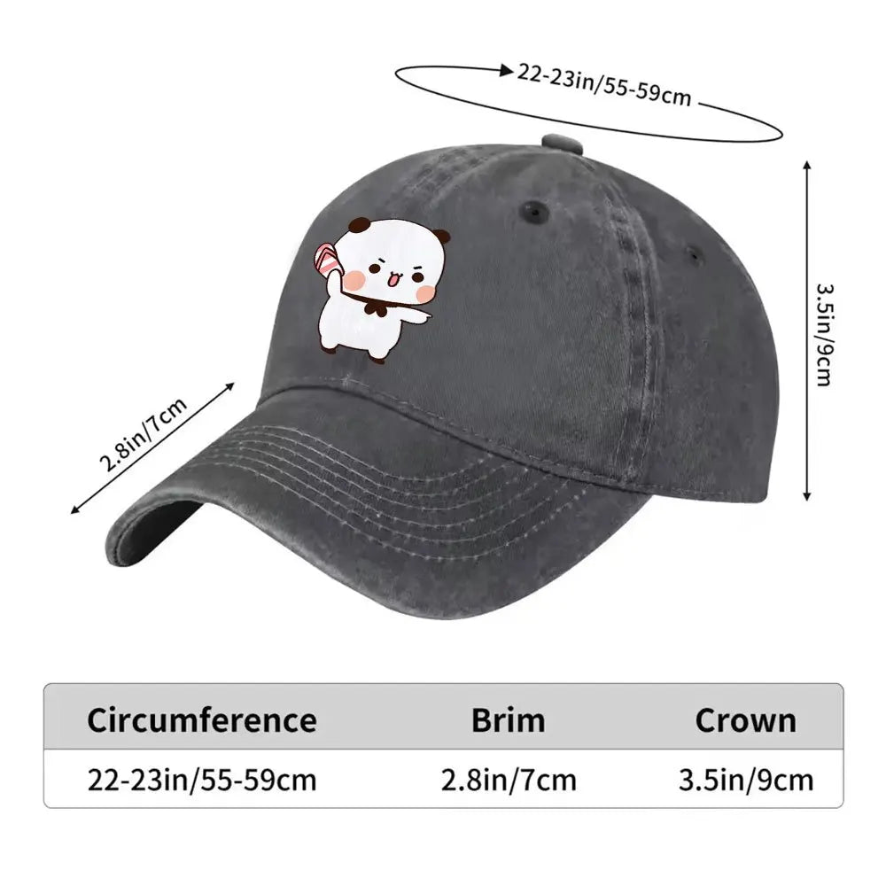 Unisex Cute Cartoon Bear Vintage Washed Baseball Cap