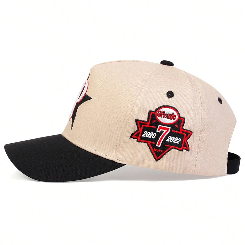 Unisex Five Pointed Star P Letter Embroidery Side 7 Baseball Caps