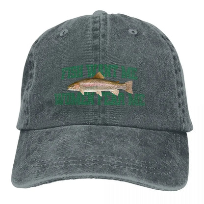 Pure Color Dad Hats Fish Want Me Women Fear Me Meme Classic Baseball Caps