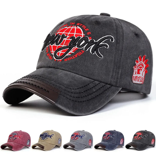 Unisex New York Embroidery Wash Baseball Caps