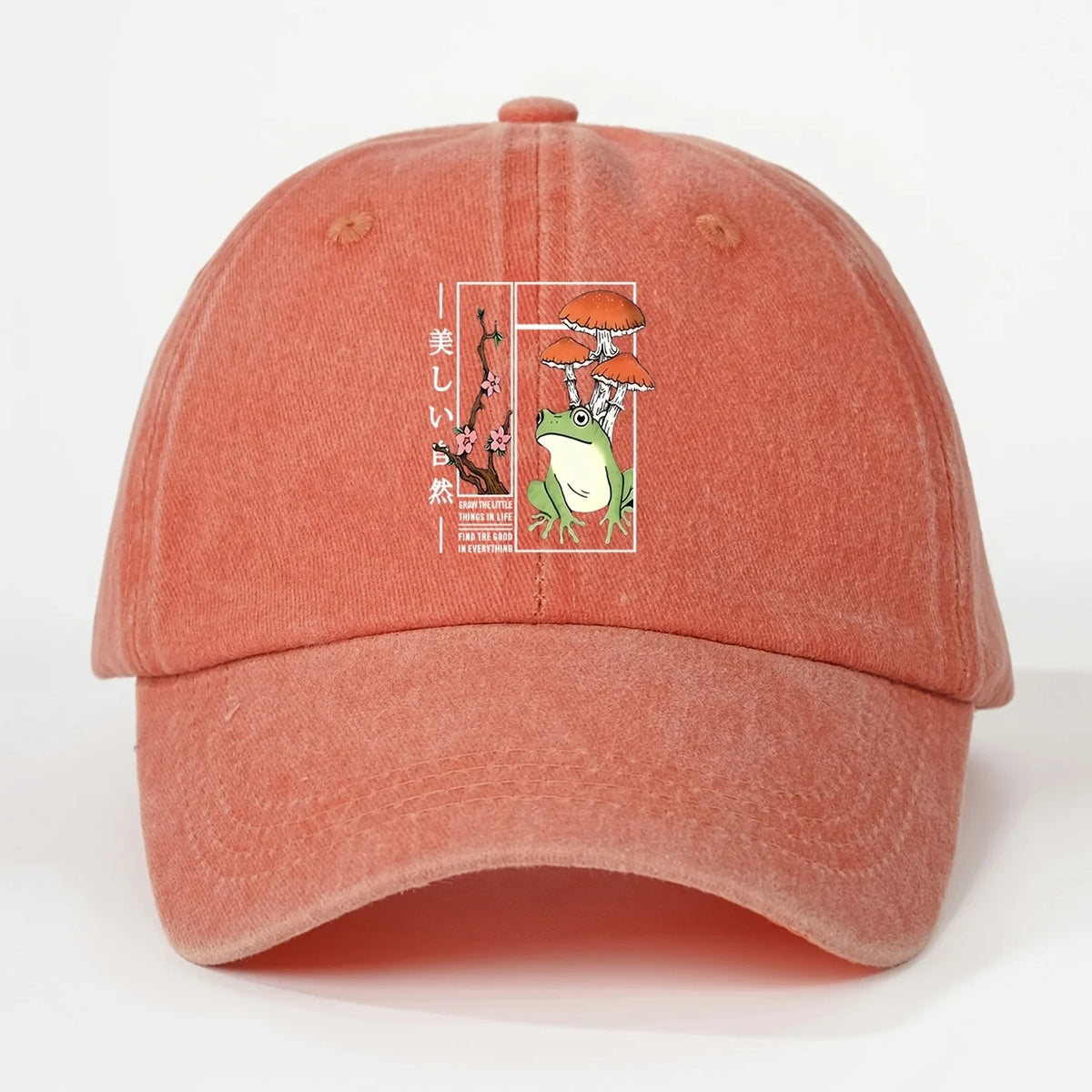 Printed Frog Mushroom Washable Baseball Cap