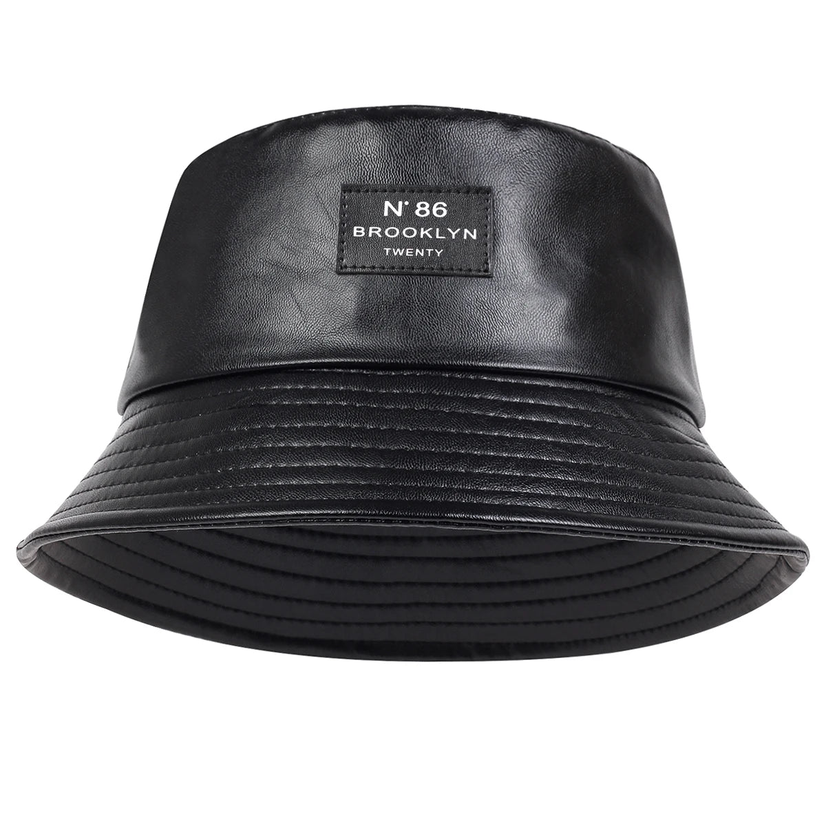 Unisex LOS ANGELES Label Personality Pu Leather Bucket Hats Fishermen Caps
