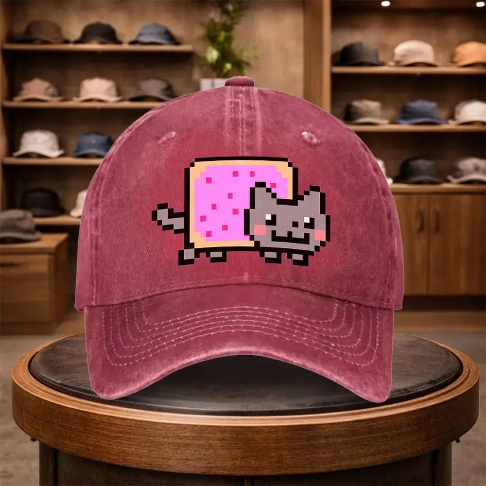 A Men'S Pixel Donut Cat Baseball Cap