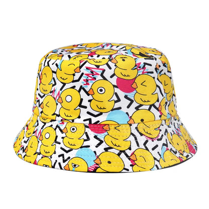 Summer Sun Hat Reversible Yellow Duck Bucket Hat
