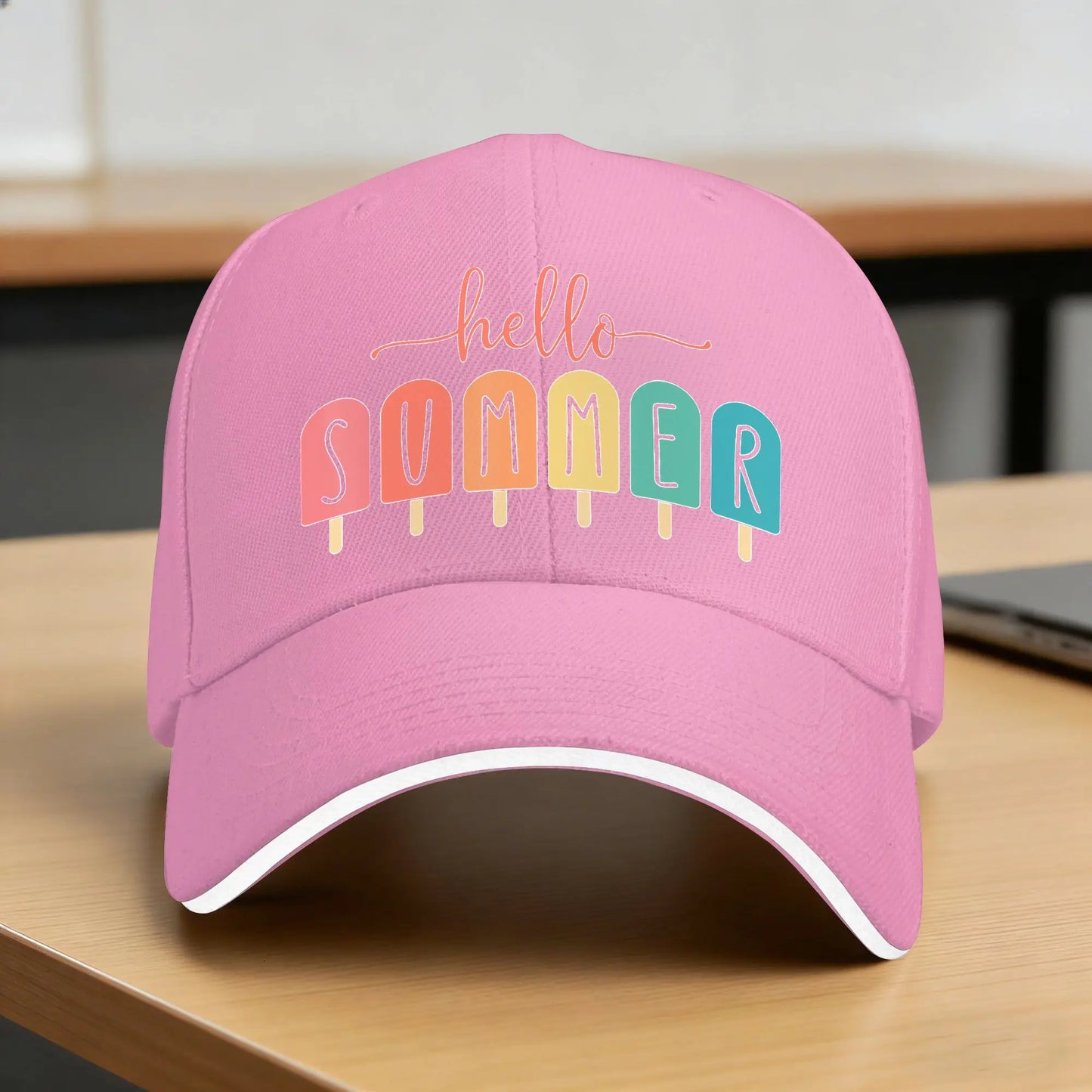 Hello Summer Vacation Ice Cream Sun Baseball Cap