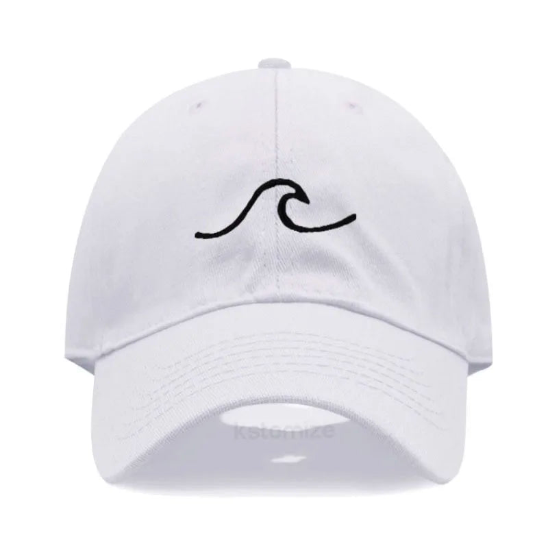 Men's Baseball Cap Women's Washed Cotton Waves Embroidery Embroidery Sport Golf Caps For Man