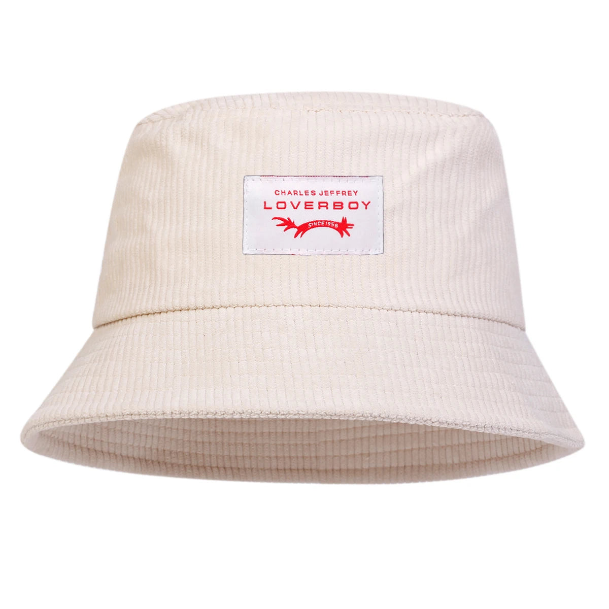 Unisex LOVERBOY Sewing Label Personality Corduroy Bucket Hats Fishermen Caps